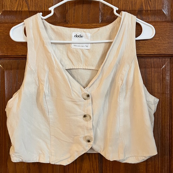 Elodie Jackets & Blazers - Elodie XL Cream Linen Button Vest